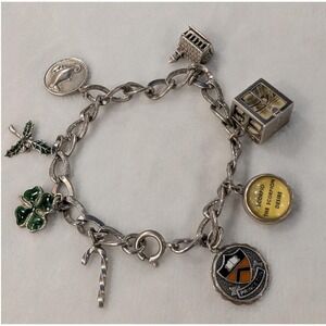 Vintage Sterling Silver Charm Bracelet Princeton Scorpio 8 Charms 26g 7in